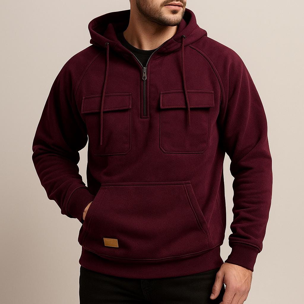 Men's Cargo Hooded Pullover with Half-Zip Edition