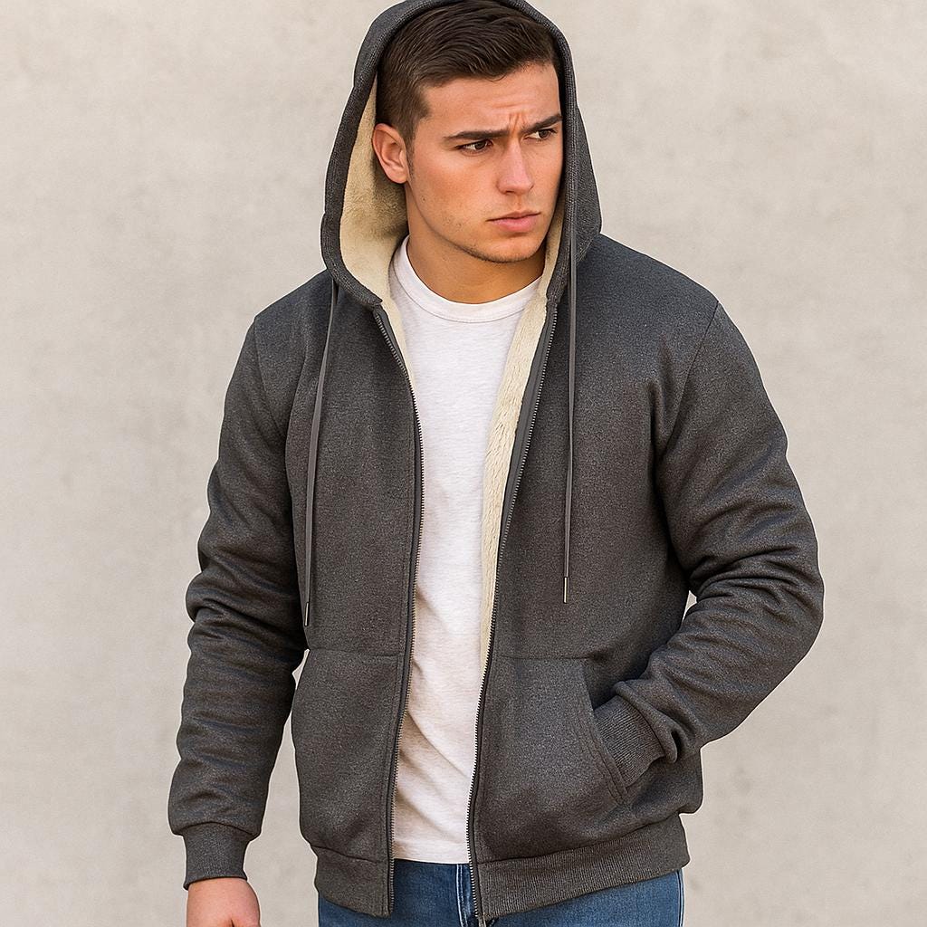 Men's Zip-Up Hooded Sweatshirt - Clean Everyday Design