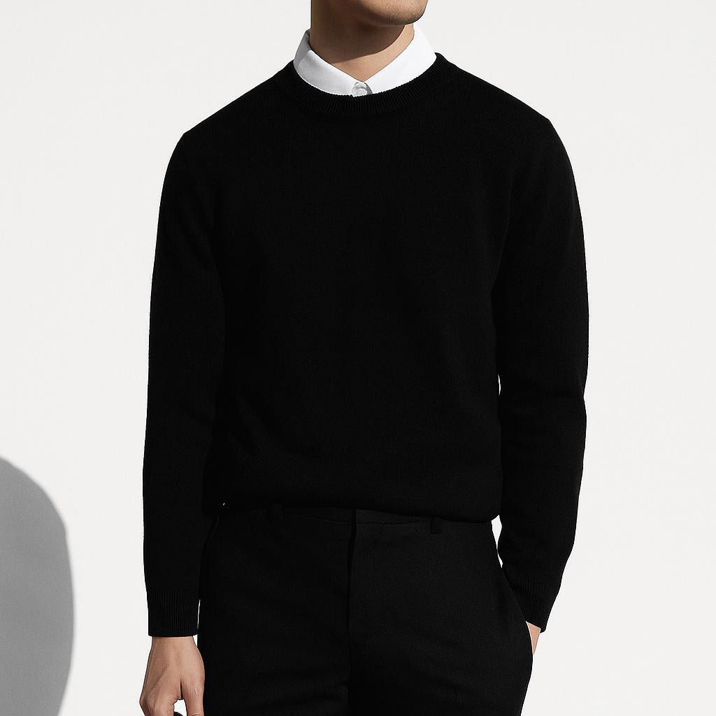 Men's Soft Knit Crew Neck Sweater Minimalist Solid Color Edition