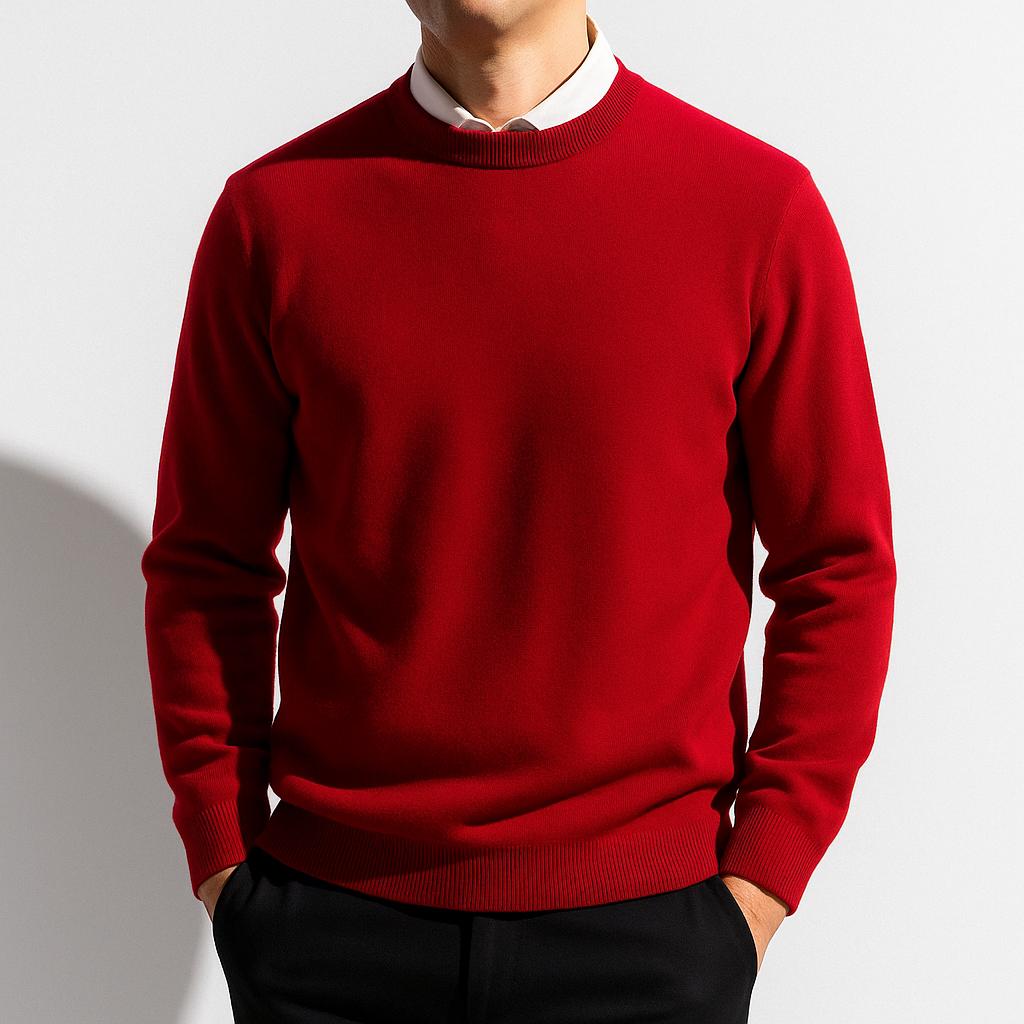 Men's Soft Knit Crew Neck Sweater Minimalist Solid Color Edition