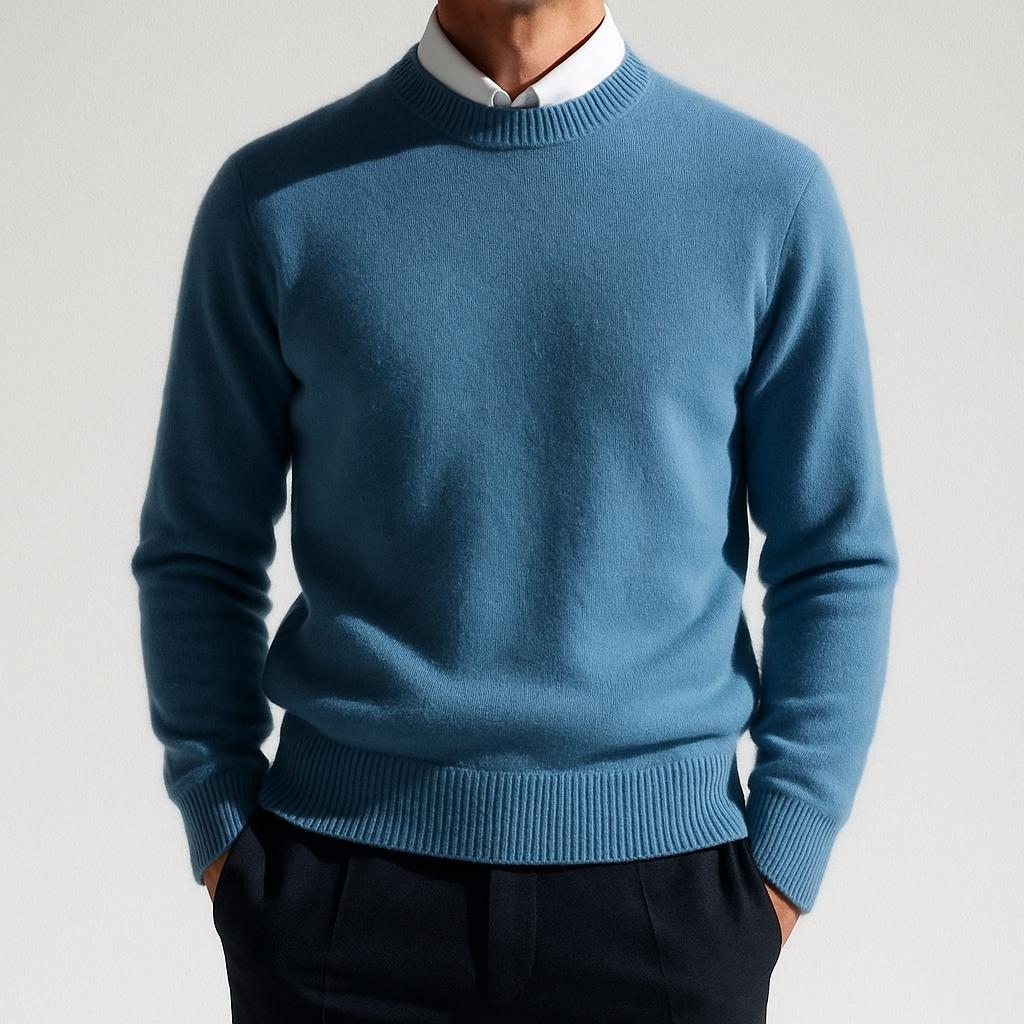 Men's Soft Knit Crew Neck Sweater Minimalist Solid Color Edition