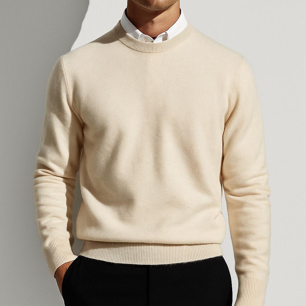 Men's Soft Knit Crew Neck Sweater Minimalist Solid Color Edition