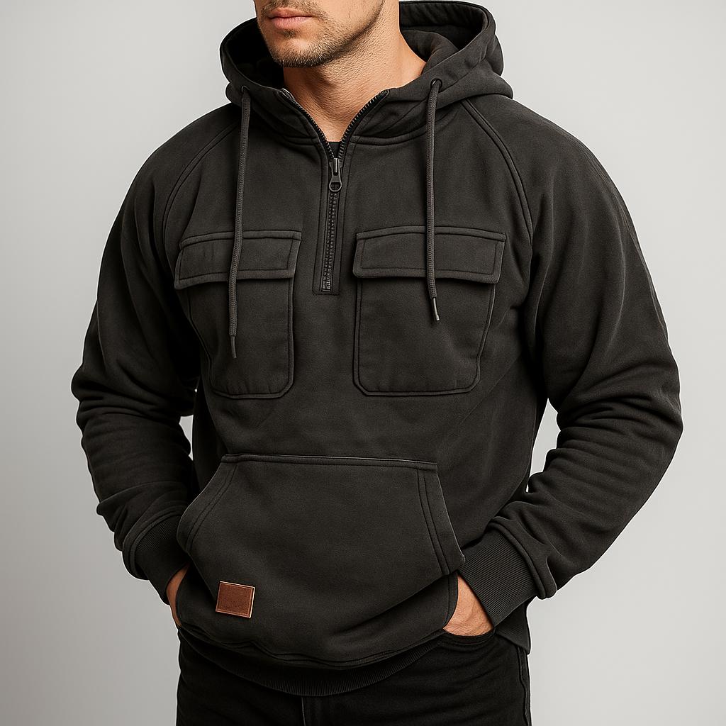 Men's Cargo Hooded Pullover with Half-Zip Edition