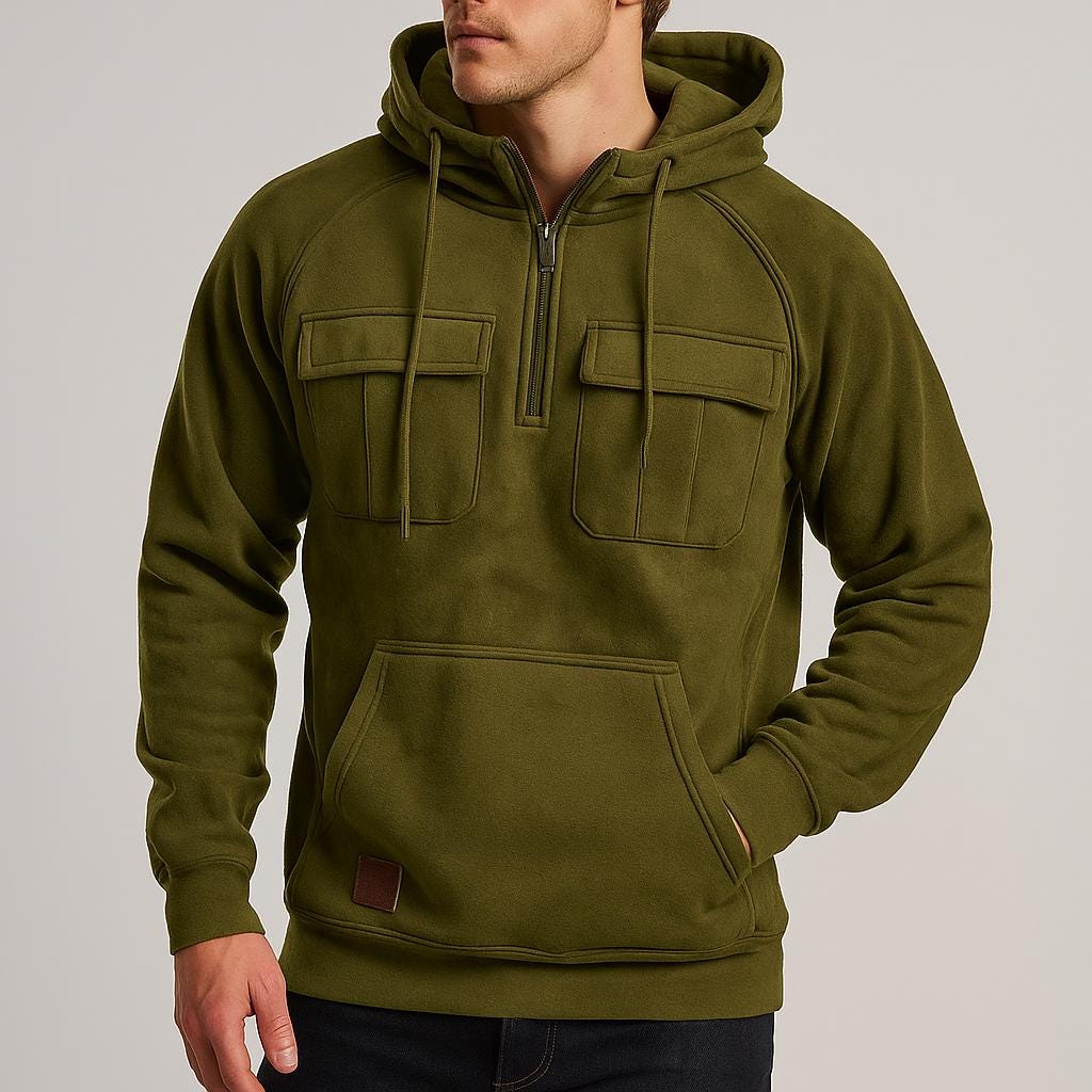 Men's Cargo Hooded Pullover with Half-Zip Edition