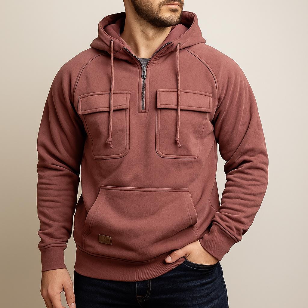 Men's Cargo Hooded Pullover with Half-Zip Edition