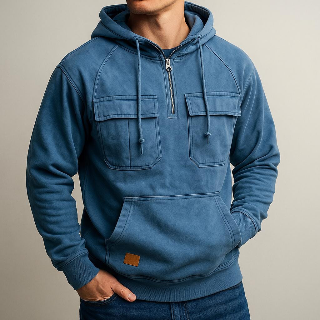 Men's Cargo Hooded Pullover with Half-Zip Edition