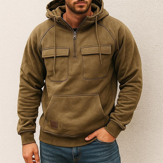Men's Cargo Hooded Pullover with Half-Zip Edition