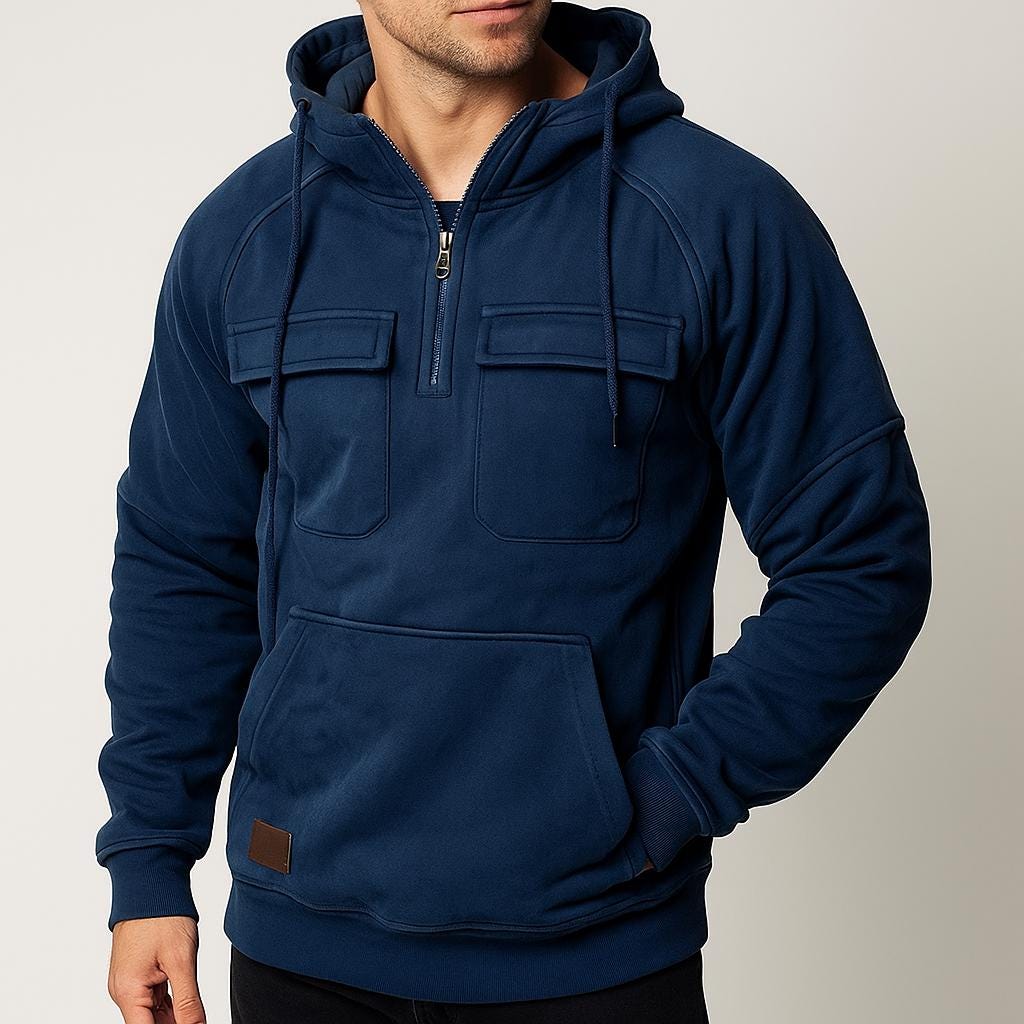 Men's Cargo Hooded Pullover with Half-Zip Edition