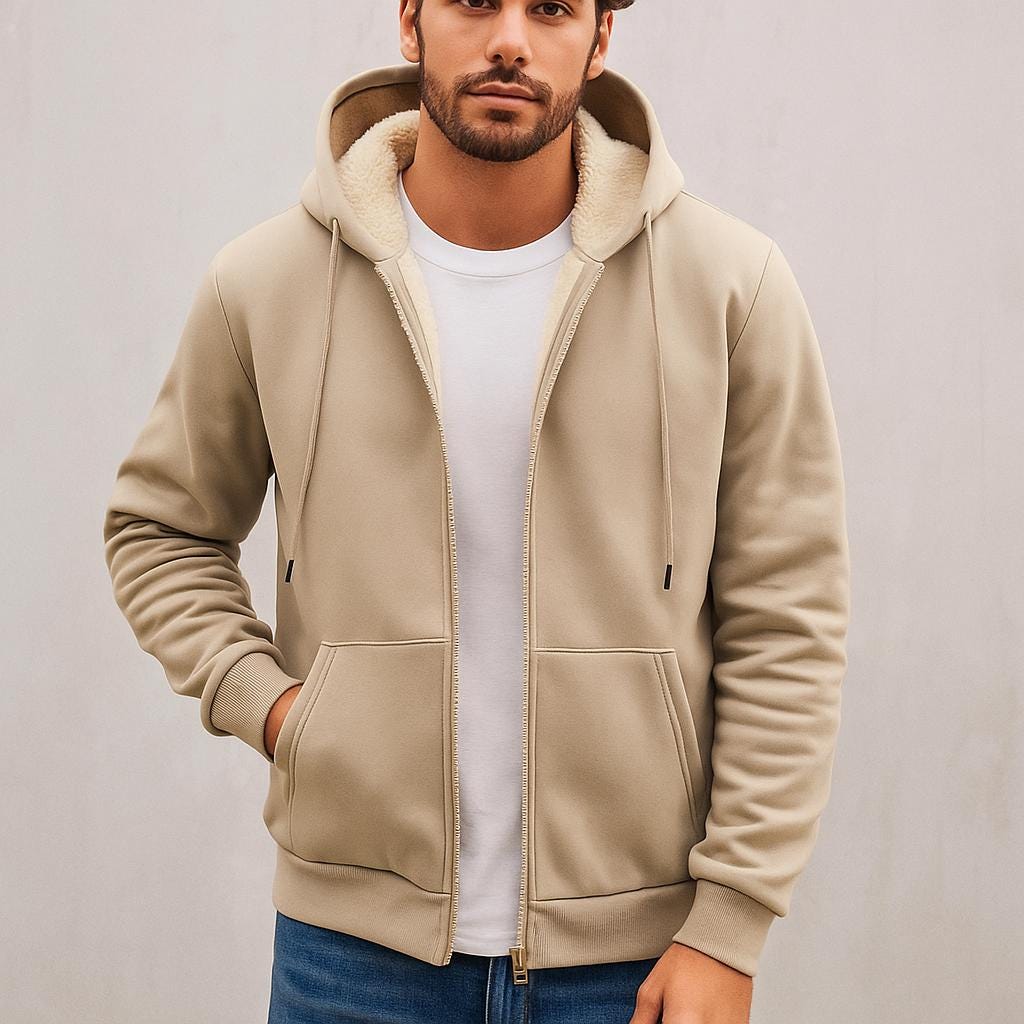 Men's Zip-Up Hooded Sweatshirt - Clean Everyday Design