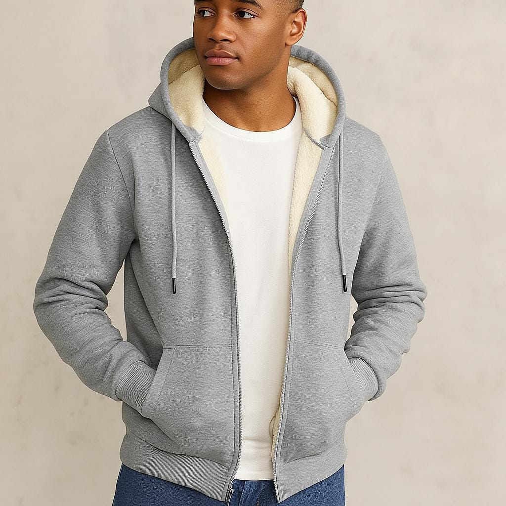 Men's Zip-Up Hooded Sweatshirt - Clean Everyday Design