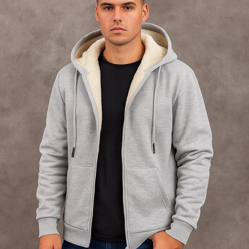 Men's Zip-Up Hooded Sweatshirt - Clean Everyday Design