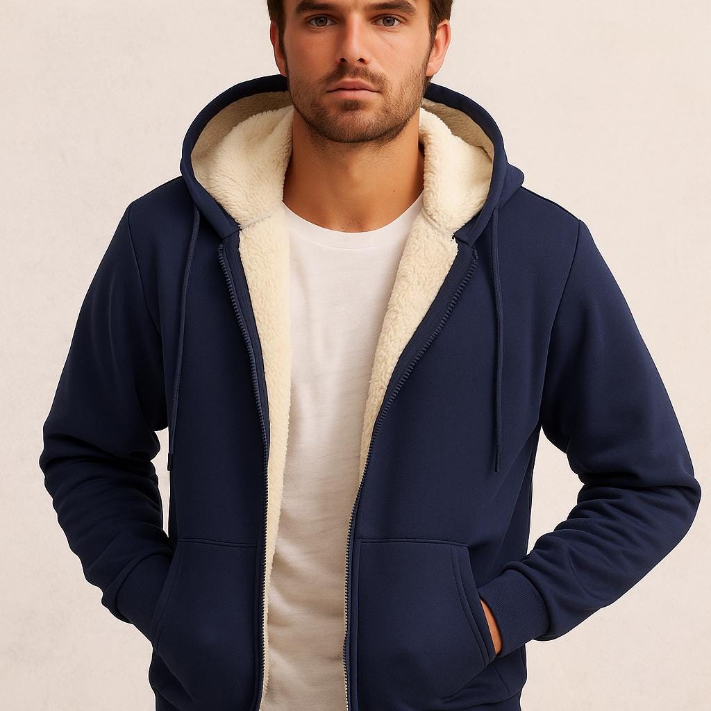 Men's Zip-Up Hooded Sweatshirt - Clean Everyday Design