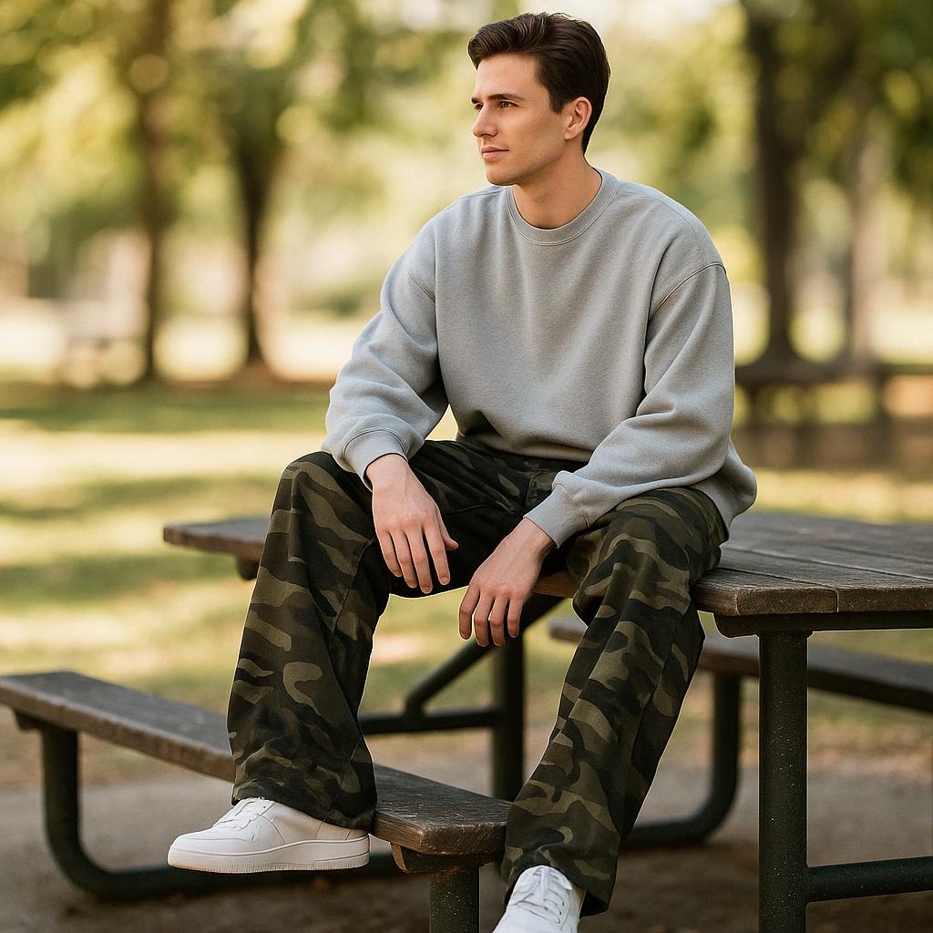 Men's Camouflage Cargo Pants - Vintage-Inspired Edition