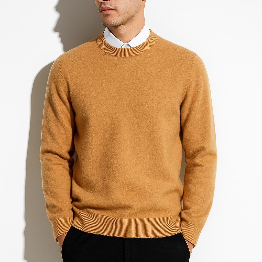 Men's Soft Knit Crew Neck Sweater Minimalist Solid Color Edition