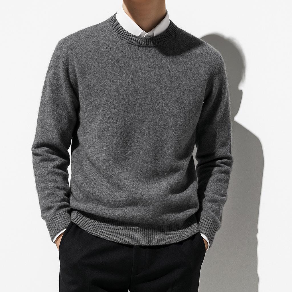 Men's Soft Knit Crew Neck Sweater Minimalist Solid Color Edition