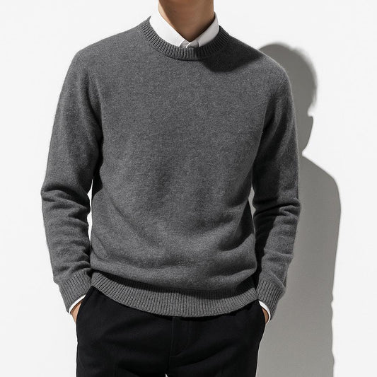 Men's Soft Knit Crew Neck Sweater Minimalist Solid Color Edition