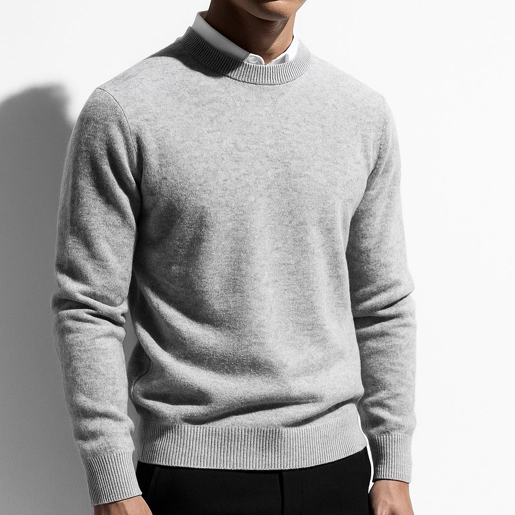 Men's Soft Knit Crew Neck Sweater Minimalist Solid Color Edition