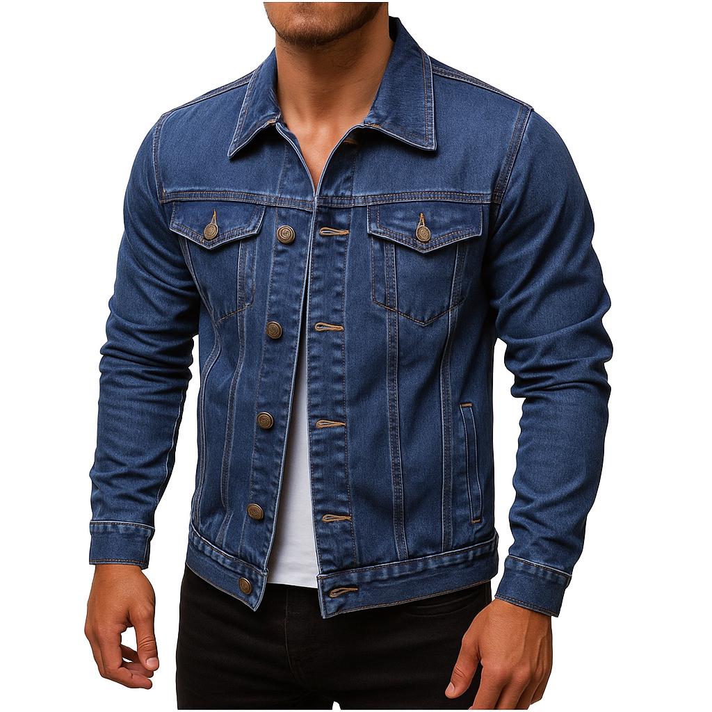 Men's Tailored Fit Denim Jacket - Vintage Style Button-Up Jean Coat