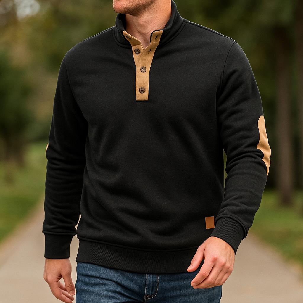 Men's Button-Collar Pullover - Long Sleeve Everyday Design Sweater
