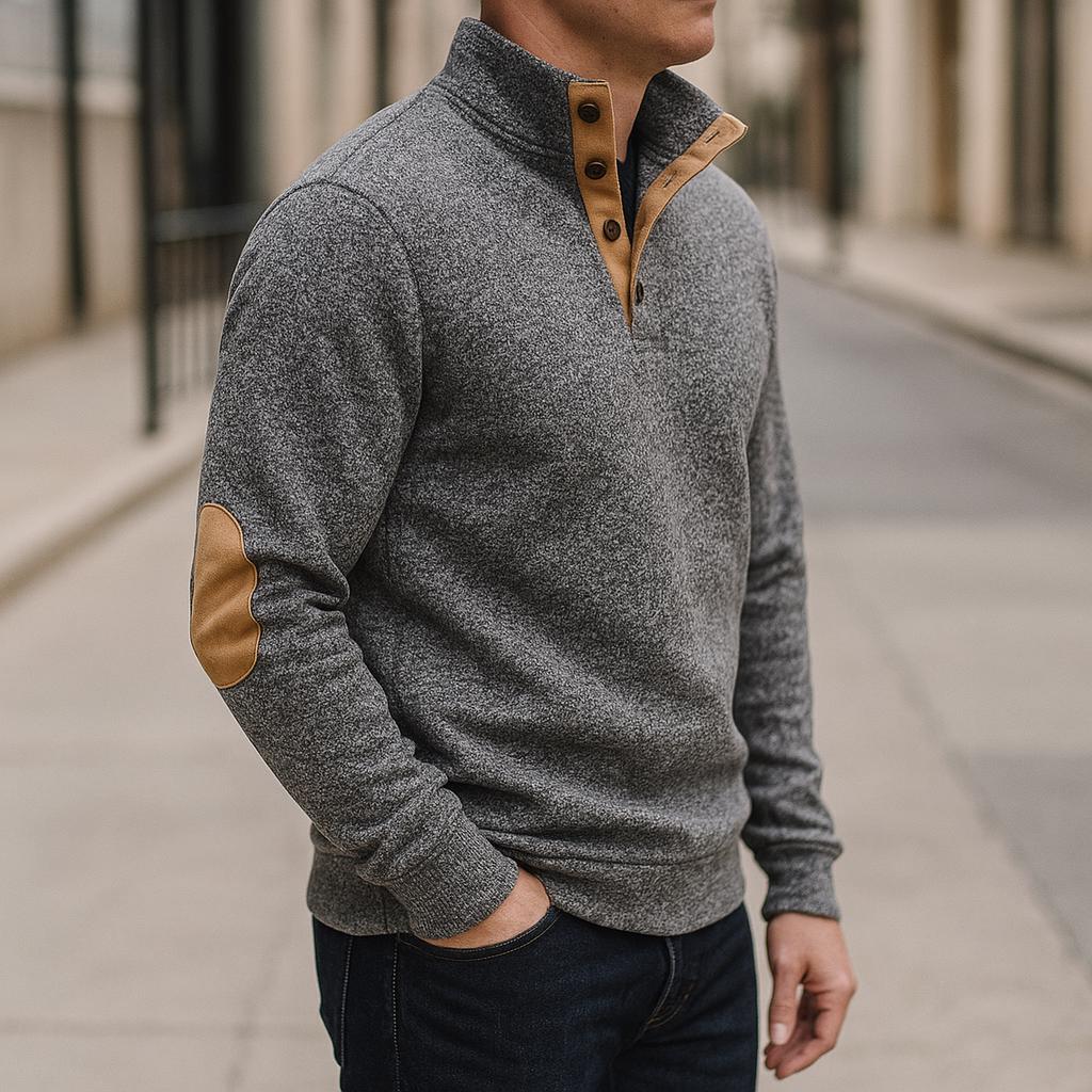Men's Button-Collar Pullover - Long Sleeve Everyday Design Sweater