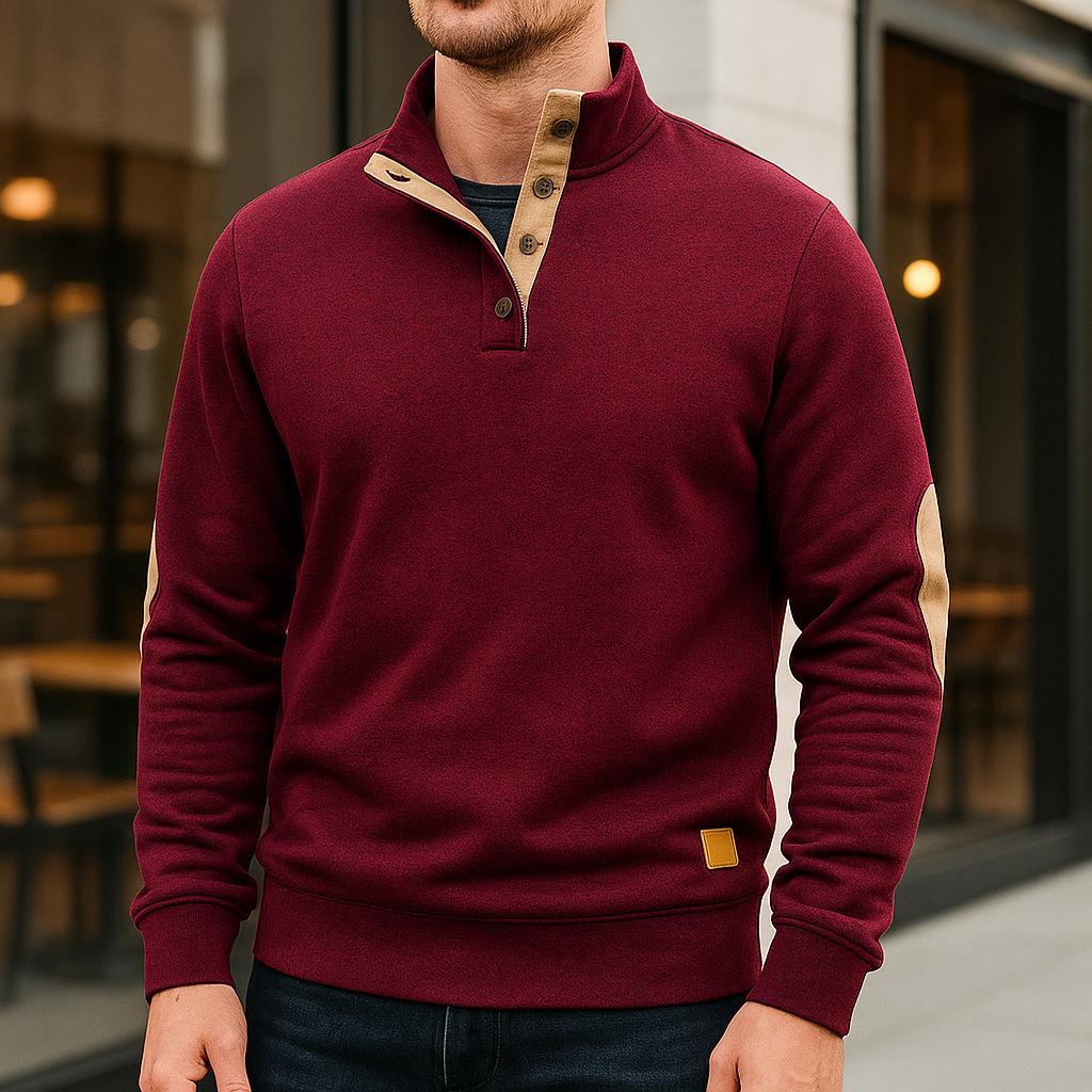 Men's Button-Collar Pullover - Long Sleeve Everyday Design Sweater