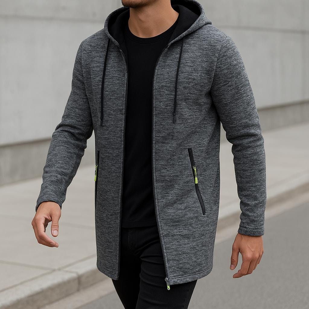 Men's Fleece-Lined Hooded ZIppered Jacket | Winter Sport Edition