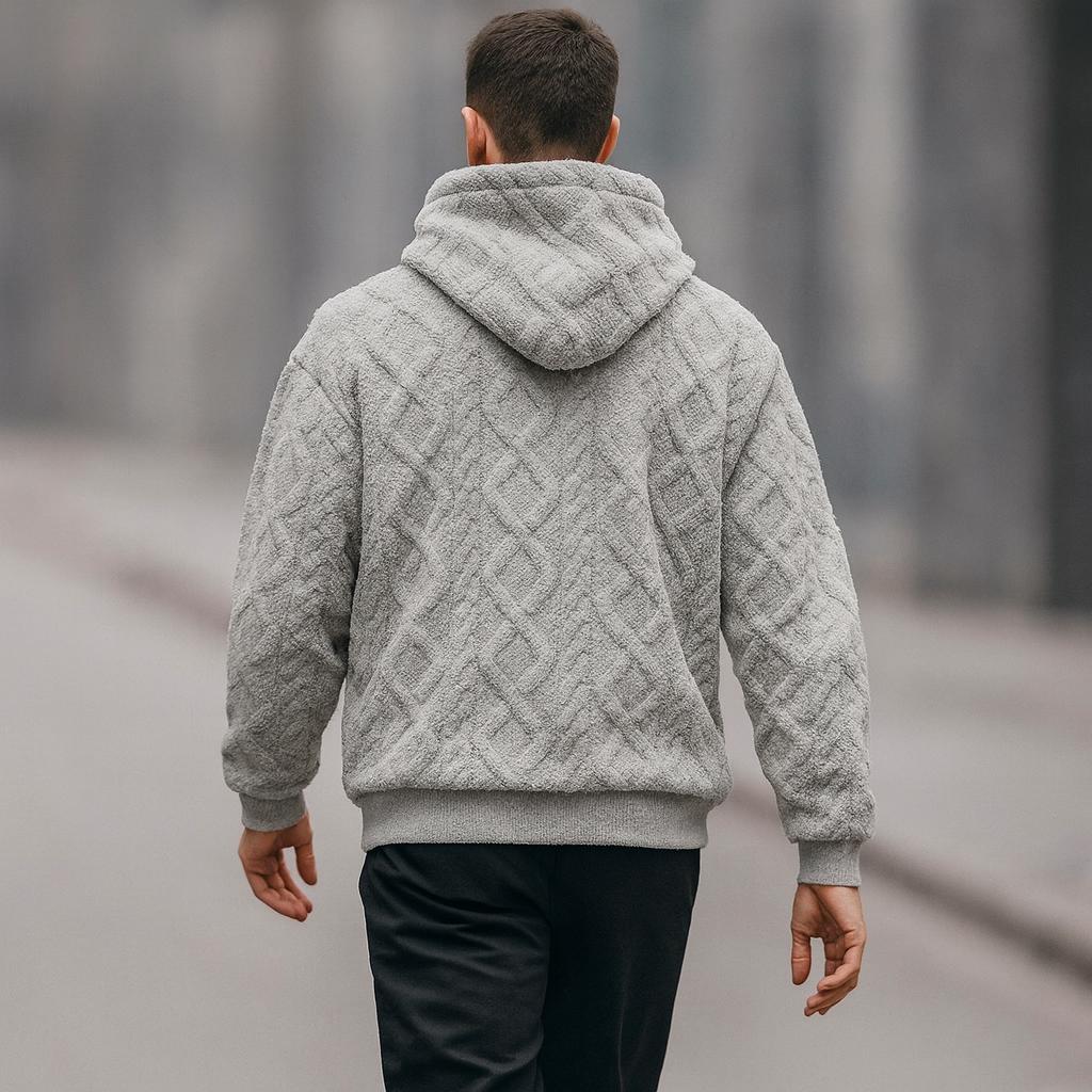 Men's Streetwear Soft Oversized Hooded Pullover - Textured Edition