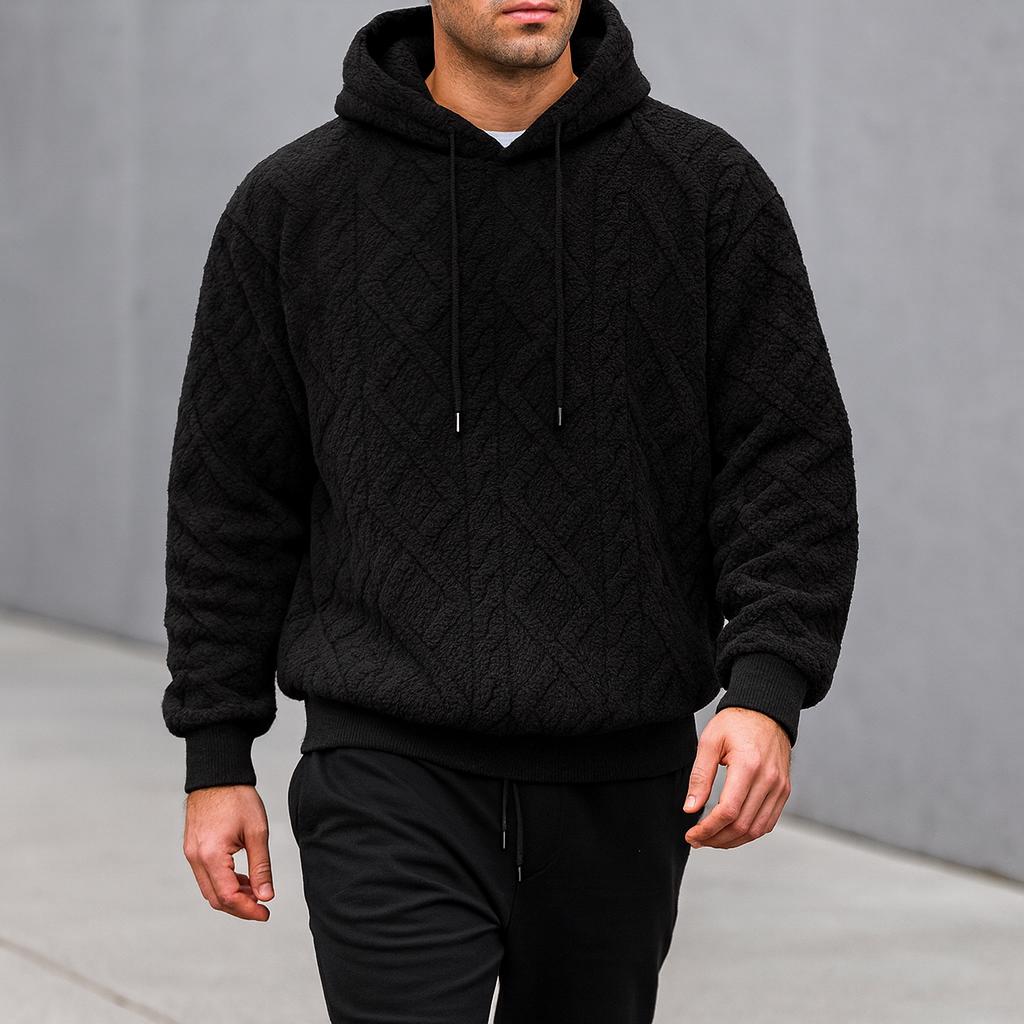 Men's Streetwear Soft Oversized Hooded Pullover - Textured Edition