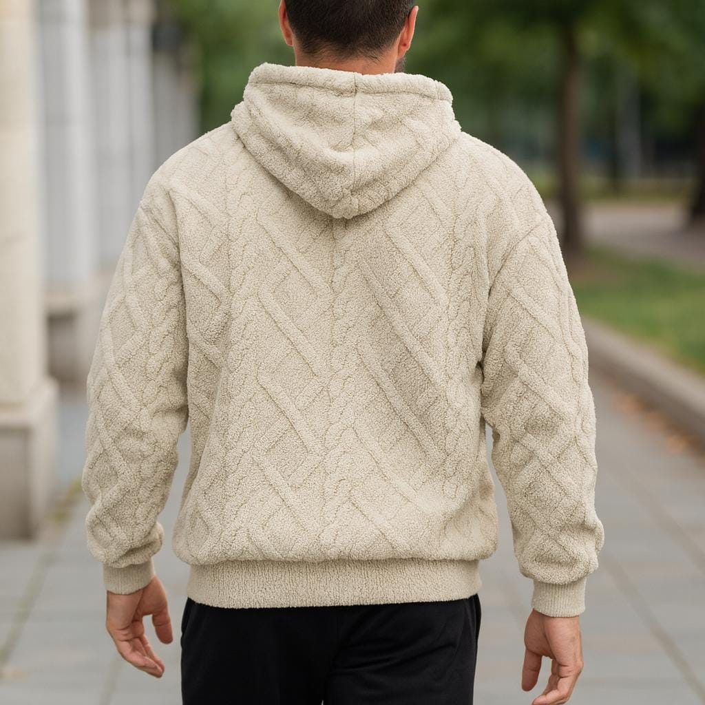 Men's Streetwear Soft Oversized Hooded Pullover - Textured Edition