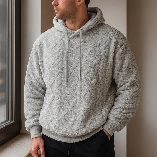Men's Streetwear Soft Oversized Hooded Pullover - Textured Edition