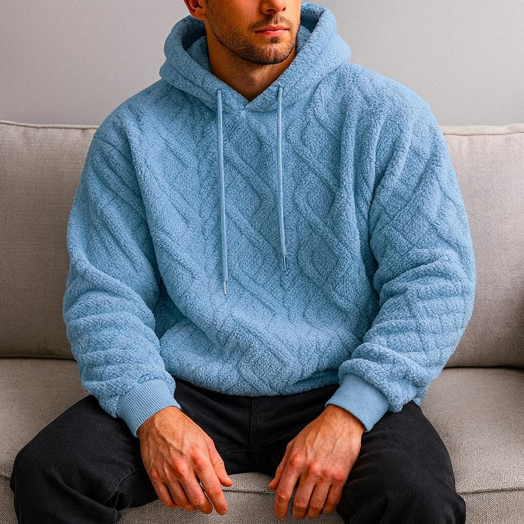 Men's Streetwear Soft Oversized Hooded Pullover - Textured Edition