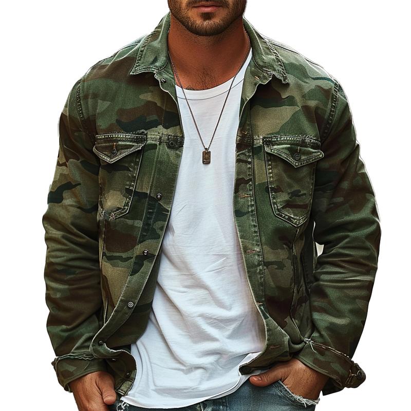 Men's Camouflage Canvas Retro Wear Lapel Edition