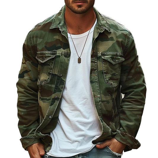 Men's Camouflage Canvas Retro Wear Lapel Edition
