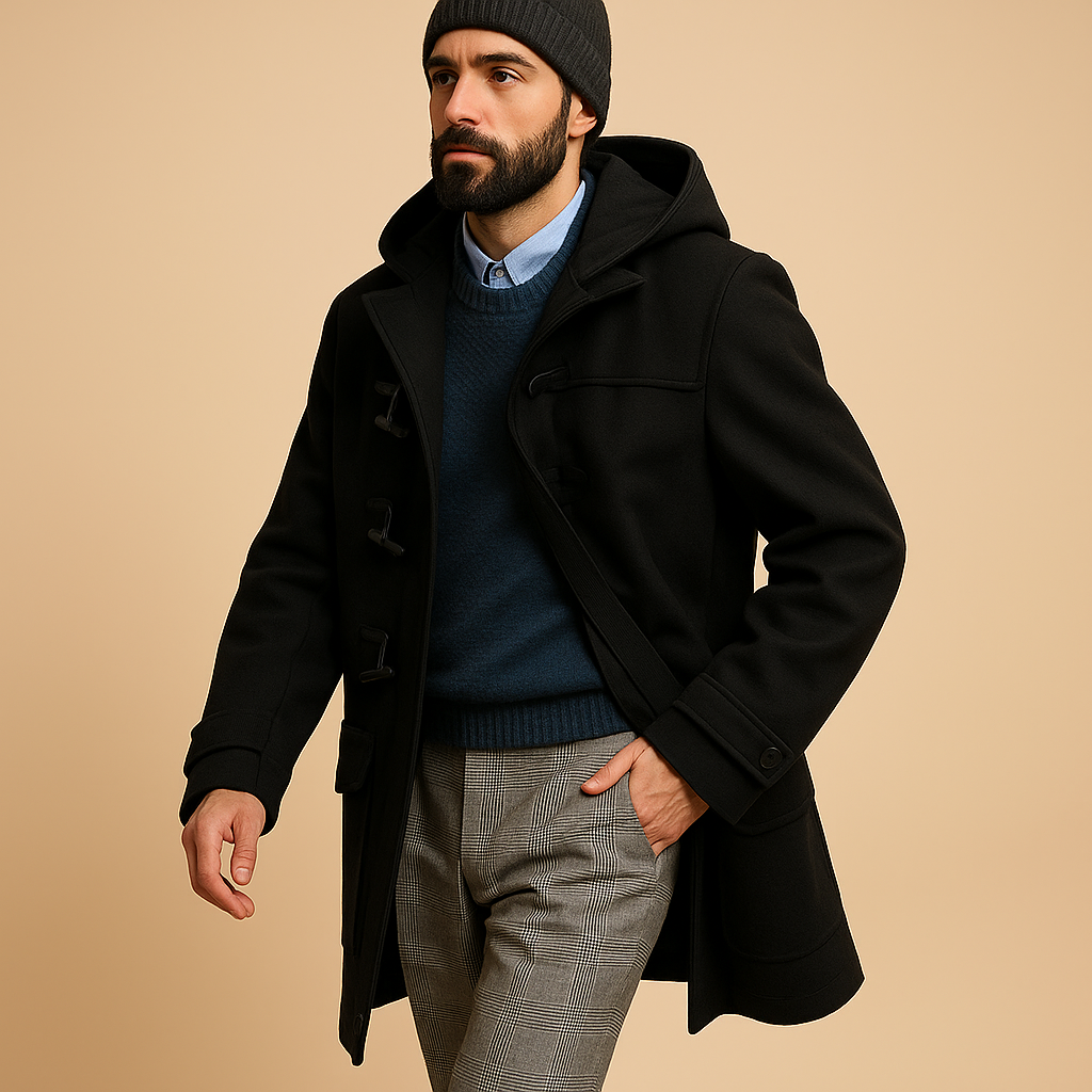 Long Merino Blend Coat for Men - Casual Elegance for Winter