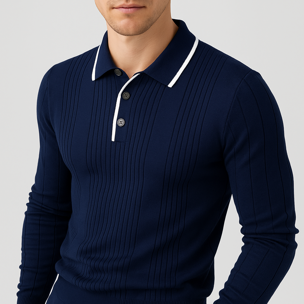 Langford Men Polo Knit Shirt Long Sleeve Edition