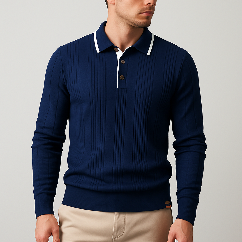 Langford Men Polo Knit Shirt Long Sleeve Edition