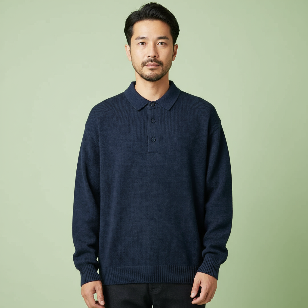Men's Long Sleeve Polo Sweater - Heritage Knit Pullover | Timeless Smart Casual Style