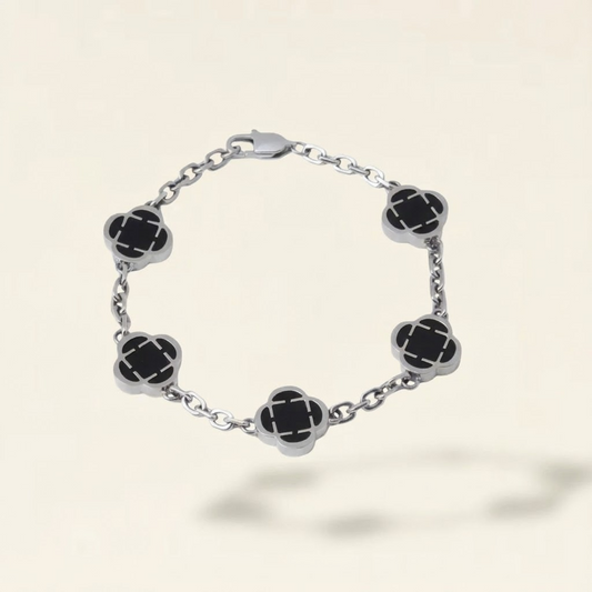 Clover Onxy Stone Bracelet Silver - Edition