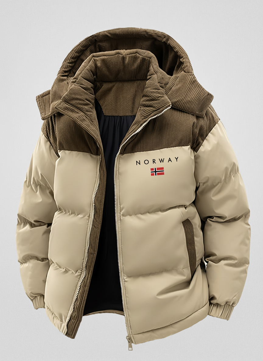 Norway Men Heavyweight Winter Coat - Thermal Insulated Hooded Jacket with Zipper Edition