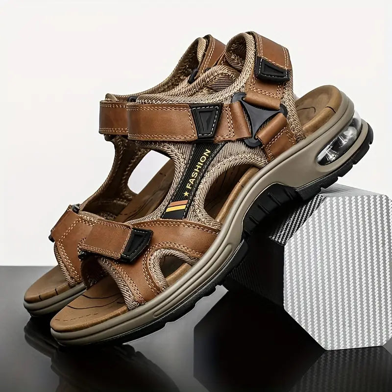 Solorfit | Men's Genuine Orthopedic Open-Toe Sport Sandals - Adjustable Straps & Air Cushion Sole