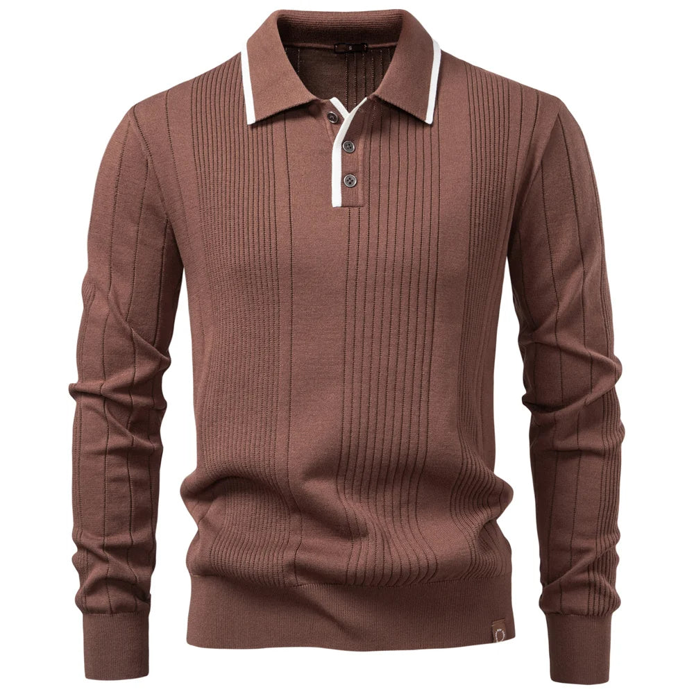Langford Men Polo Knit Shirt Long Sleeve Edition