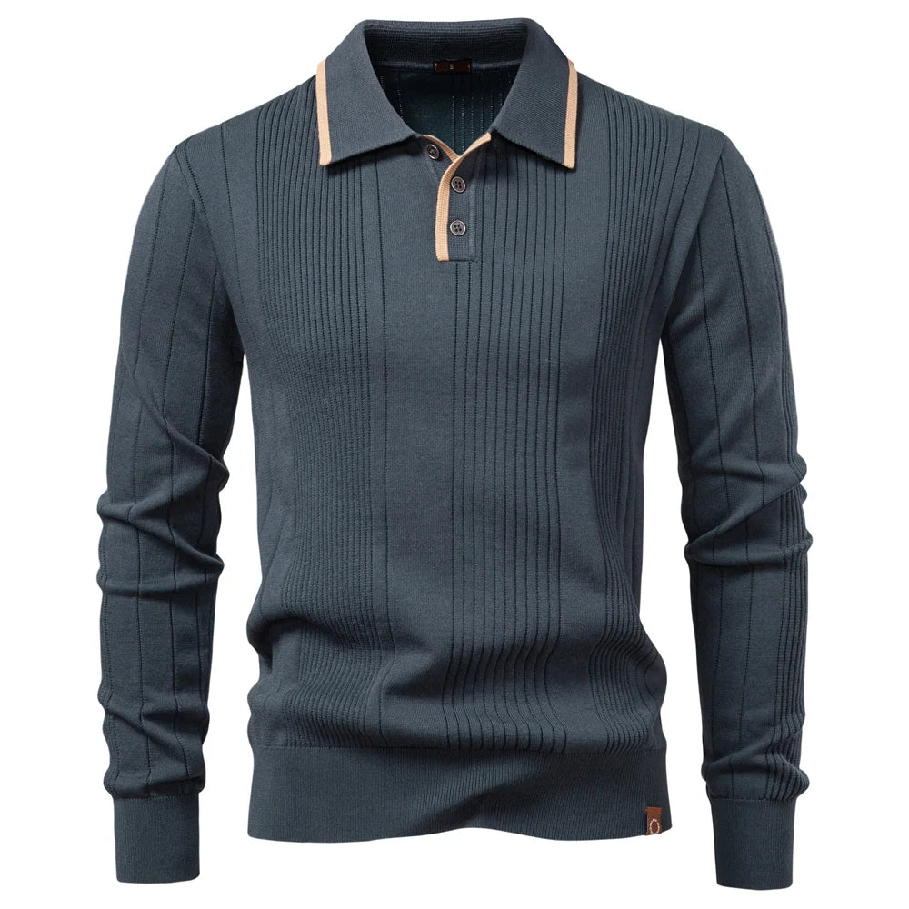 Langford Men Polo Knit Shirt Long Sleeve Edition