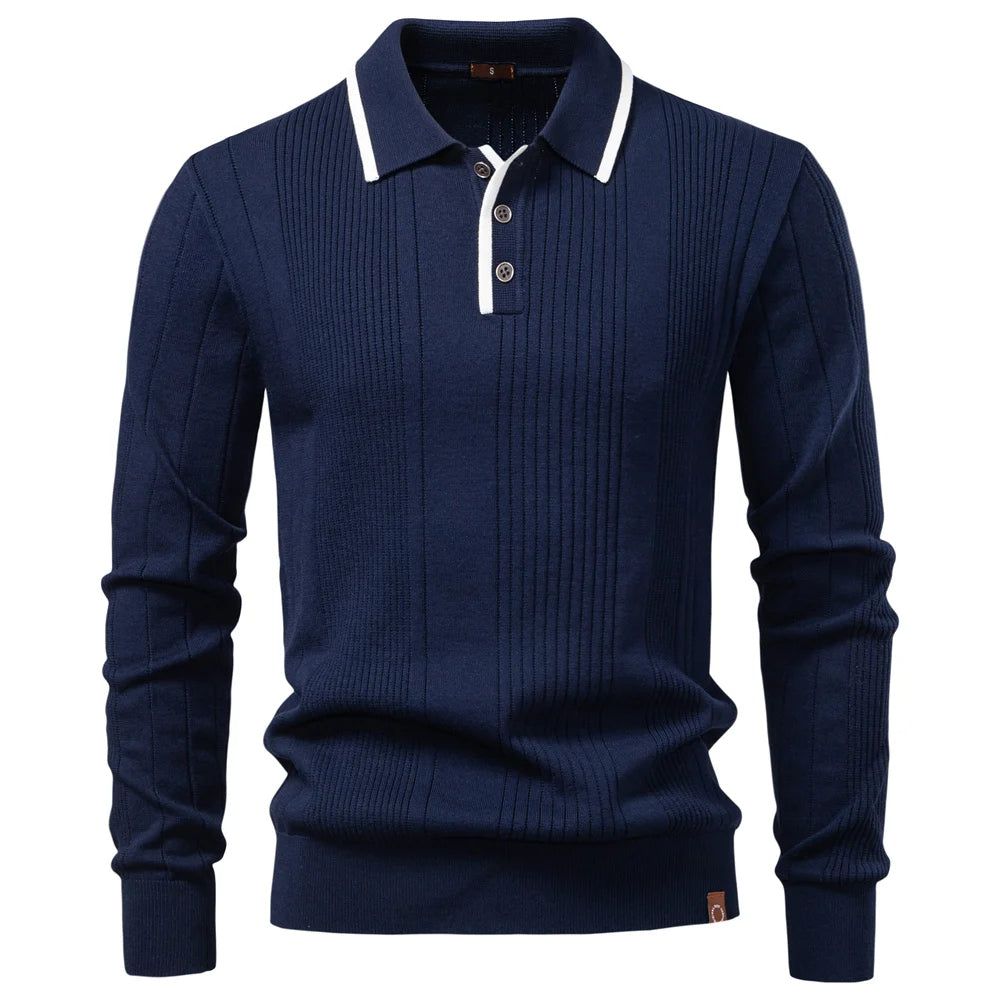 Langford Men Polo Knit Shirt Long Sleeve Edition