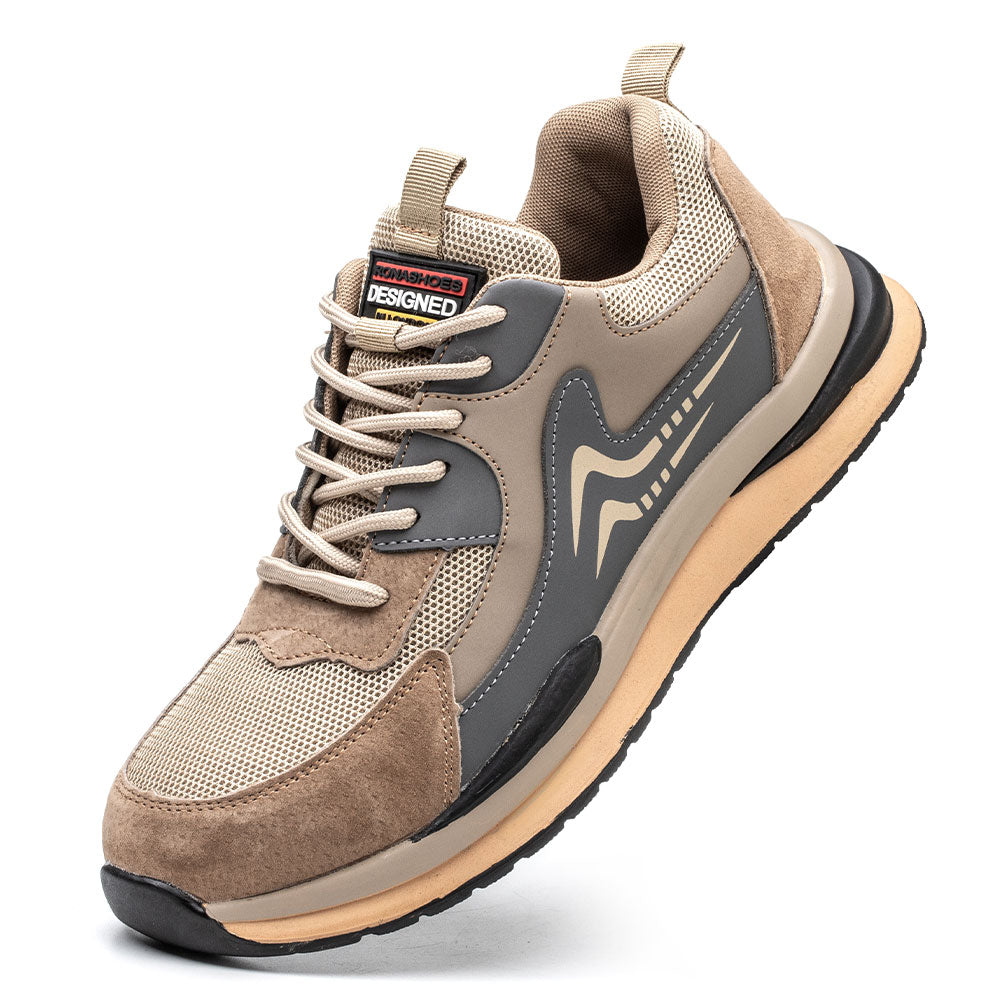 Beta Brown Safety Sneakers - Men's Lightweight Steel Toe Work Shoes with Protective Edition