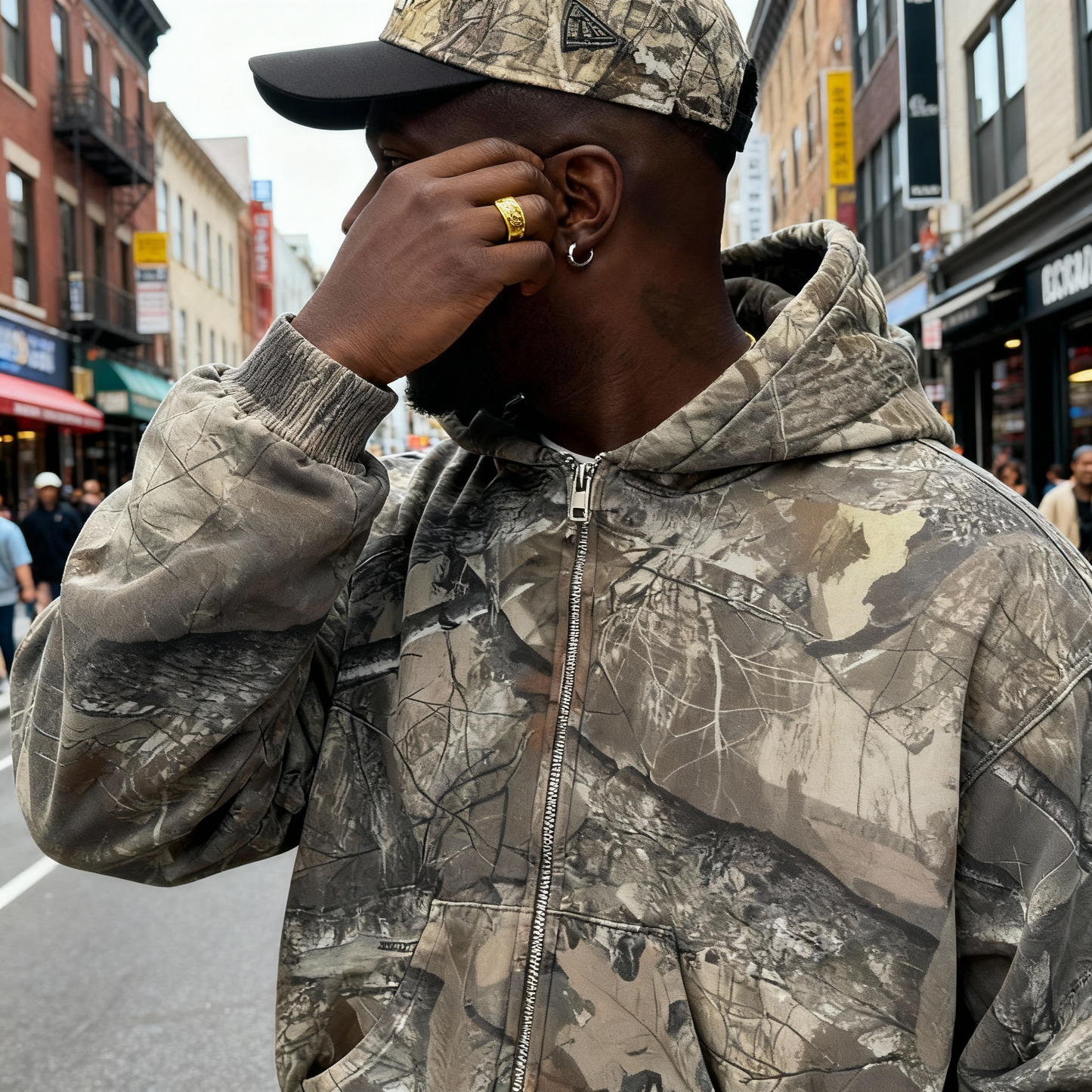 Camo Hoodie Sweater Streetstyle with Fleece Edition for Men