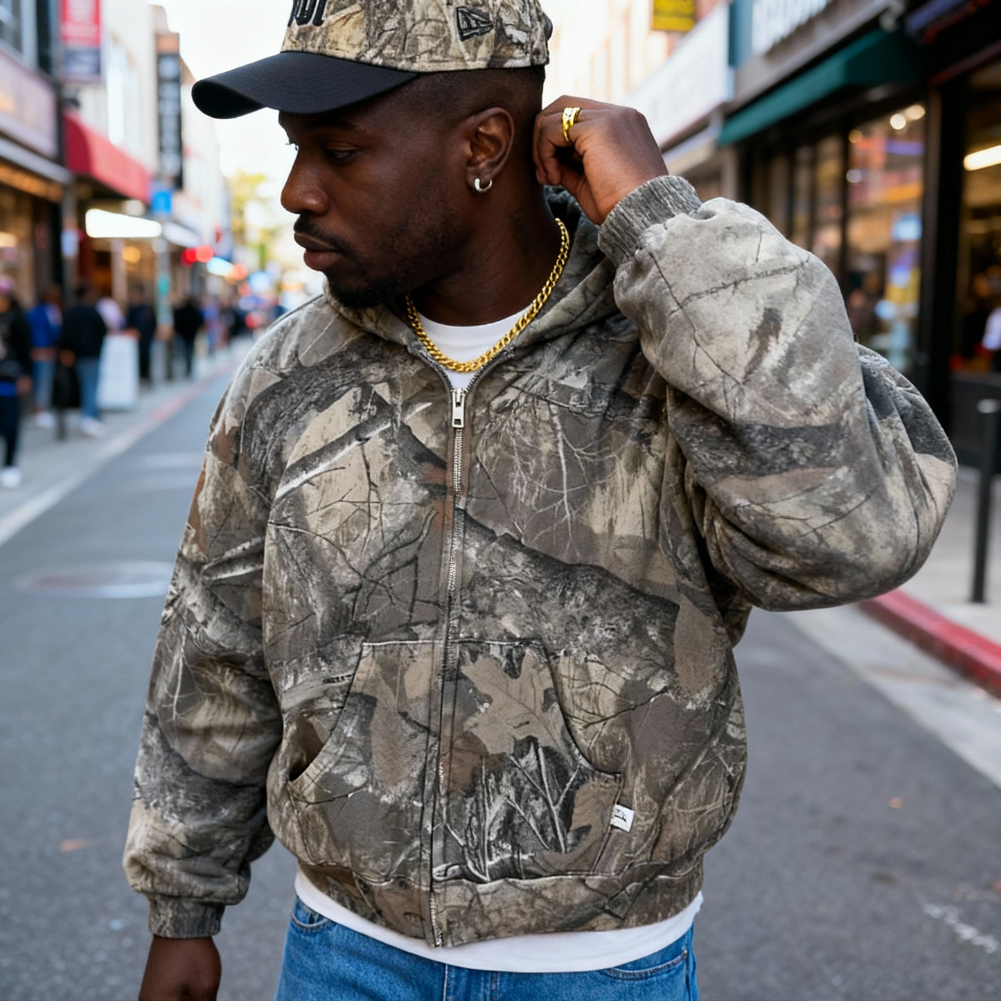 Camo Hoodie Sweater Streetstyle with Fleece Edition for Men