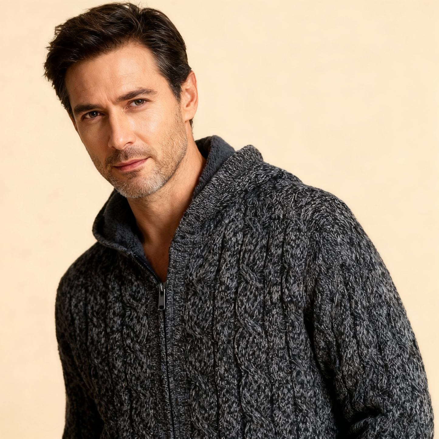 Giorgio Merino Zip Knitted Sweater | Inner Warm Fleece