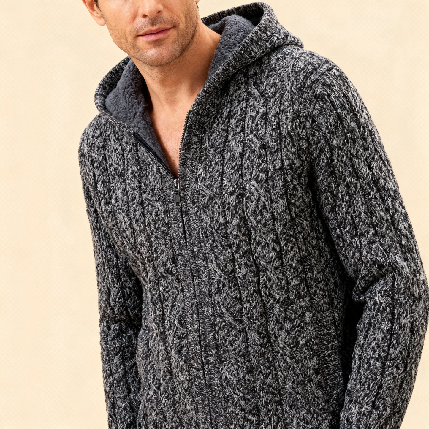 Giorgio Merino Zip Knitted Sweater | Inner Warm Fleece