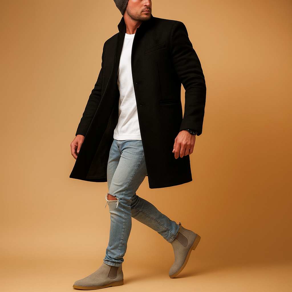 Men's Merino Overcoat - Tailored Long Casual Winter Coat