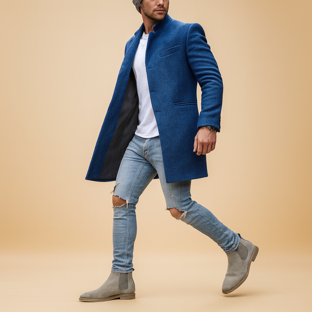Men's Merino Overcoat - Tailored Long Casual Winter Coat